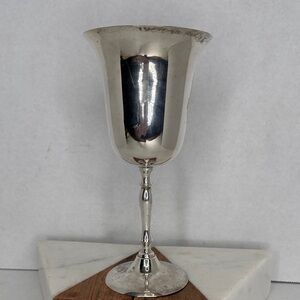 Vintage Brass Silver-plated Pedestal Wine Chalice Goblet